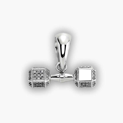 Gym King, Steel Dumbbell Pendant With Diamonds