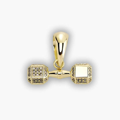 Gym King, Steel Dumbbell Pendant With Diamonds